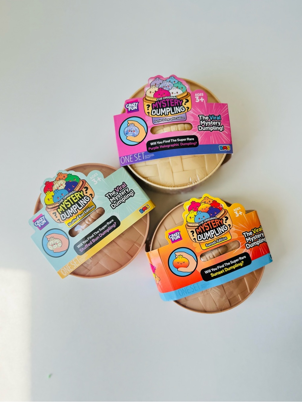 3X RMS VIRAL DUMPLING - SUFFED BUN, SUNSET & PURPLE HOLOGRAPHIC DUMPLINGS